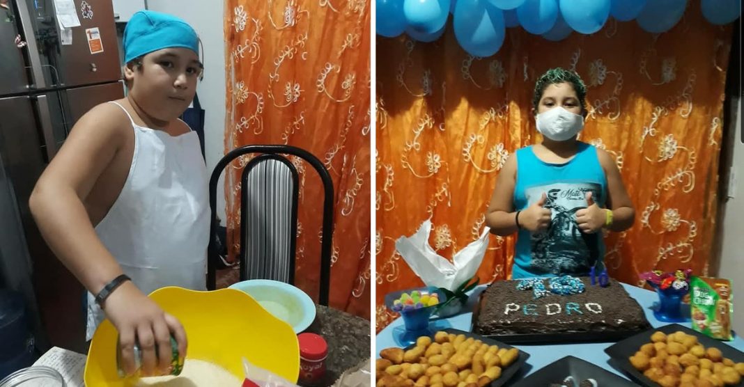 Menino festejou os seus 10 anos sozinho em casa devido à pandemia